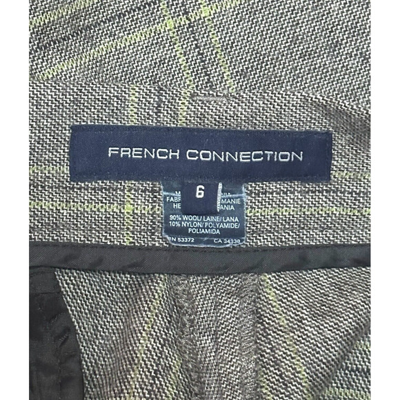 FRENCH CONNECTION Wool Wide Leg Plaid Pants Trousers Brown Key Lime Career 6 - Picture 6 of 11